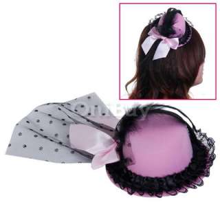 Wedding Party Mini Veil Hat Feather Hair Clip w Bowknot  
