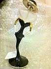 NWT LADY w/Black hat,dress Glass Perfume BOTTLE Holder Diamonds by 