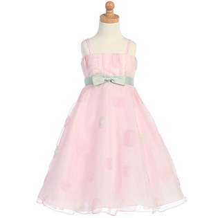 Lito Girls Pink Dot A Line Organza Flower Girl Easter Pageant Dress 4T 
