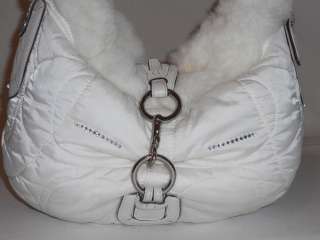 COACH Soho Ski Hobo White Quilted Rabbit Fur Handbag Purse 3587 *RARE 
