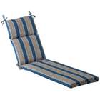   Outdoor Patio Furniture Chaise Lounge Cushion   Blue & Tan Stripe