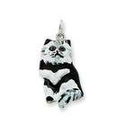   com 3D Black & White Cat Sterling Silver Charm with multi color Enamel