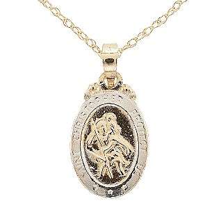 Childs St. Christopher Medal Pendant. 14K White and Yellow Gold 