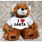 SHOPZEUS Plush Stuffed Tiger Toy with I Love Santa