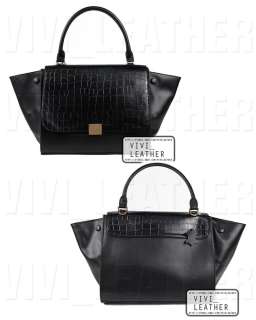 LEATHER Womens Winter New CONTRAST Shoulder Satchel Handbag Shopper 
