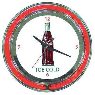    Cola Coca Cola Ice Cold Bottle Neon Clock   14 inch Dia 