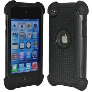   BLACK HARD SILICONE SKIN CASE COVER FOR IPOD TOUCH 4 4G 4TH GEN  