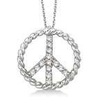 Allurez Diamond Peace Sign Swirl Pendant Necklace 14k White Gold (0 