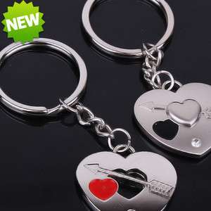   And black Double Heart Lover Design Couples Key Chain Keyring  