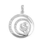 vistabella sterling silver mother child circle cz pendant necklace