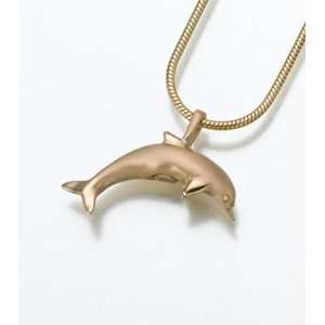  Satin Gold Vermeil Dolphin Cremation Jewelry Jewelry