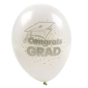  White Congrats Grad Latex Balloons   Balloons & Streamers 