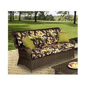Crown Point Rattan Sofa with 2 Toss Cushions in Espresso Finish Crown 