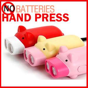 No Battery Hand Press Flash Light Torch Pig Flashlight  