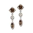   and Marquise Smoky Topaz and Diamond Dangling Earrings 14K White Gold