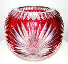 Stunning GERMANY BLEIKRISTAL Ruby Red Cut to Clear Crystal Rose Bowl