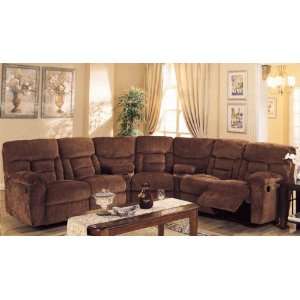  Reclining Sectional Sofa in Brown Chenille Fabric 