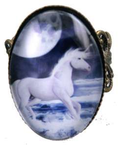  Unicorn Horse Ocean Moon Water Handmade Leaf Ring Size Free  