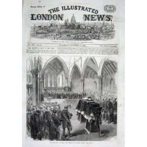   Funeral In Knowlsey Church Earl Derby Old Print 1869