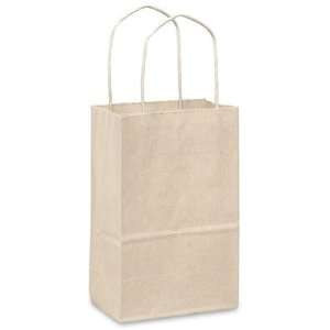  5 1/2 x 3 1/4 x 8 1/4 Rose Oatmeal Tinted Shopping Bags 