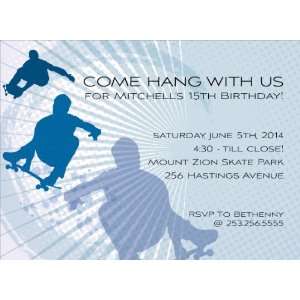  Skateboard Swirl Birthday Invitations