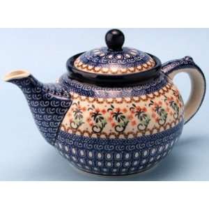  Polish Pottery Medium Teapot 6 H x 6 W x 9 3/4 L 