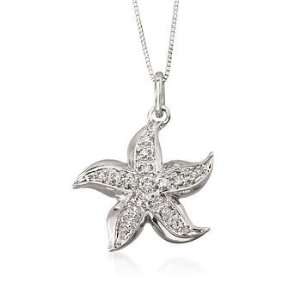    Pave Diamond Accent Starfish Pendant Necklace In Gold. 18 Jewelry