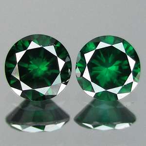46cts,4mm~Round Pair Fancy Green Natural Loose Diamond  
