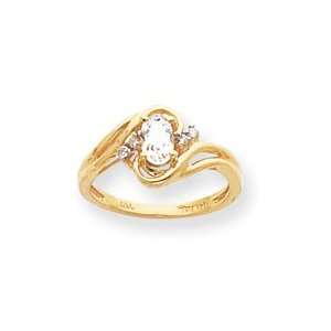   .05ct Diamond and White Topaz Birthstone Ring   JewelryWeb Jewelry