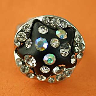   10 Fancy Cocktail Black Star Clear Diamante CZ Ring Fashion Jewelry
