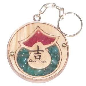   and Wooden Amulet Good Luck Keychain In ite 