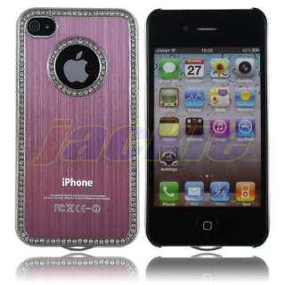   Diamond Metal Aluminum Chrome Case Cover For iPhone 4G 4S Pink  