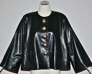   Vintage YVES SAINT LAURENT Leather Jacket Giant Metal Buttons  