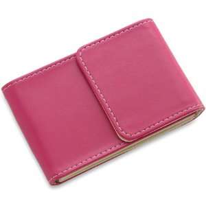  Womens Ladies Genuine Pink Leather Business Card Holder 