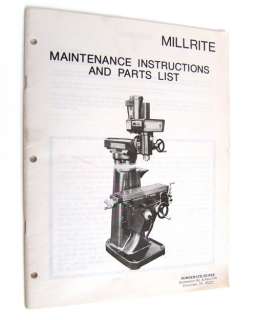 MILLRITE MILLING MACHINE POWERMATIC   SERVICE MANUAL  