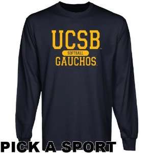 UC Santa Barbara Gauchos Custom Sport Long Sleeve T shirt   Navy Blue 