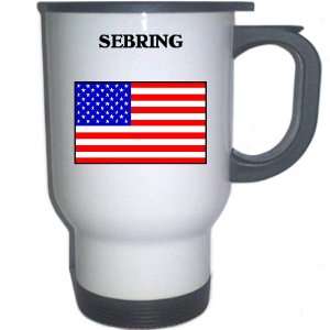  US Flag   Sebring, Florida (FL) White Stainless Steel Mug 