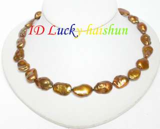lustrous 18 20mm baroque coffee Reborn Keshi pearl necklace