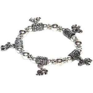   Charm Bracelet   Intricate Band with Elephant Charms 