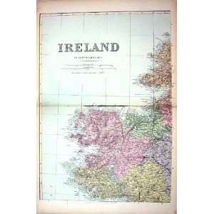   Bacon Antique Map 1883 Ireland Donegal Bay Mayo Galway