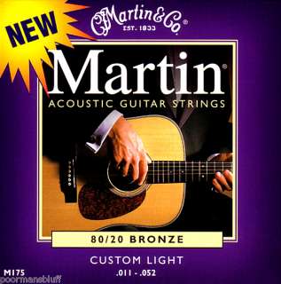MARTIN CUSTOM LIGHT BRONZE ACOUSTIC GUITAR STRINGS  NEW  
