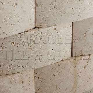 Ivory Travertine 2 X 4 CNC Arched 3 D Brick Mosaic Mesh  
