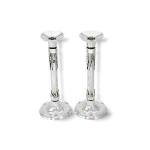  Sterling Silver Shabbat Candlesticks in Pearl Drop Design 