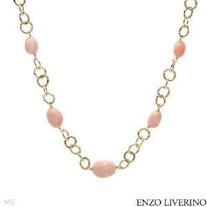 ENZO LIVERINO 18K Yellow Gold Coral Ladies Necklace. Length 19.5 in 
