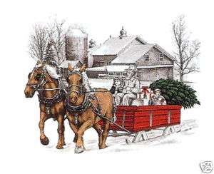 Winter Horse Sled   Christmas/Holiday T Shirt  