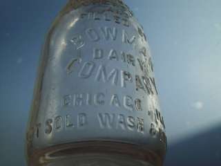 Vintage Milk Bottle Embossed BOWMAN DAIRY CHICAGO ILL  