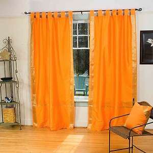 Pumpkin Orange Tab Top Sari Sheer Curtain Drape Panel  