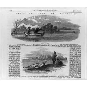  Frontier life,America,hunt,canoe,British army officer 