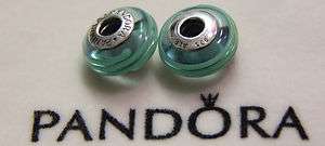 Authentic Pandora RETIRED Teal Ribbons Charm/Bead 790606 w 925 ALE 