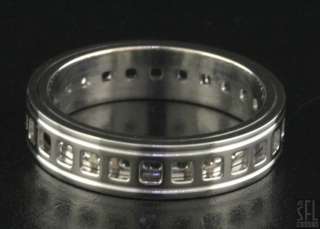 GUCCI 18K WHITE GOLD ITALY UNIQUE RETICULATED SPINNING MENS BAND RING 
